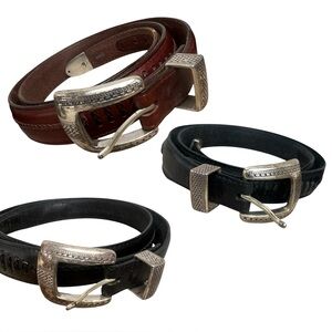 Brighton (3) Leather Buckle Belts. 2 black. 1 brown. SZ. 38 & 40